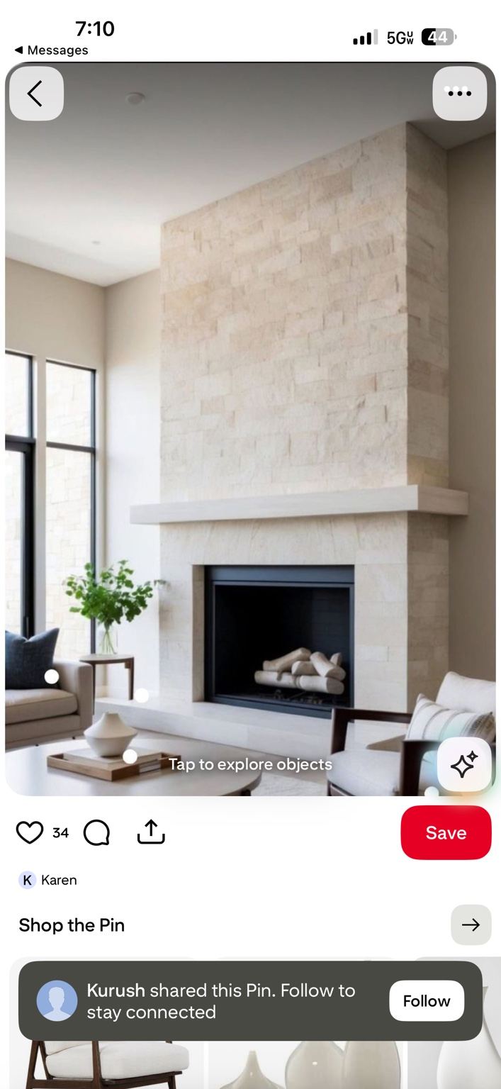 Homeowner inspiration showing continuous stone and a substantial mantel shelf